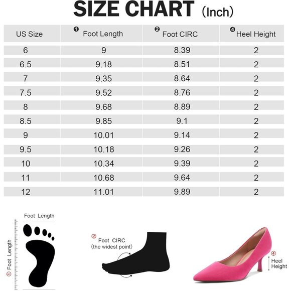 Women's Hot Pink Pumps 2 inch Kitten Heel Pointed Toe Low Heel Dress Shoes - Picture 7 of 7